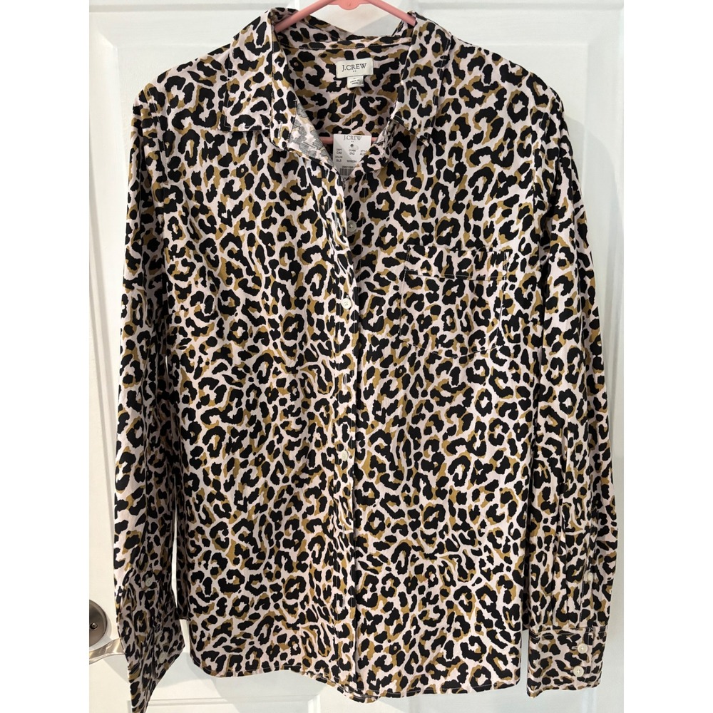 J.Crew Womens Animal‎ Print Tan Black L NEW Business Casual Preppy